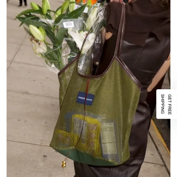 Parker Thatch NWT Olive Mesh Tote Bag - Picture 7 of 9